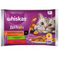 WHISKAS Adult in bustina 4x85g Bocconcini con agnello, pollo e carote, manzo e pollame in salsa