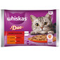WHISKAS Adult in bustina 4x85g Alimento umido per gatti bocconcini in gelatina con manzo e pollame, agnello e anatra